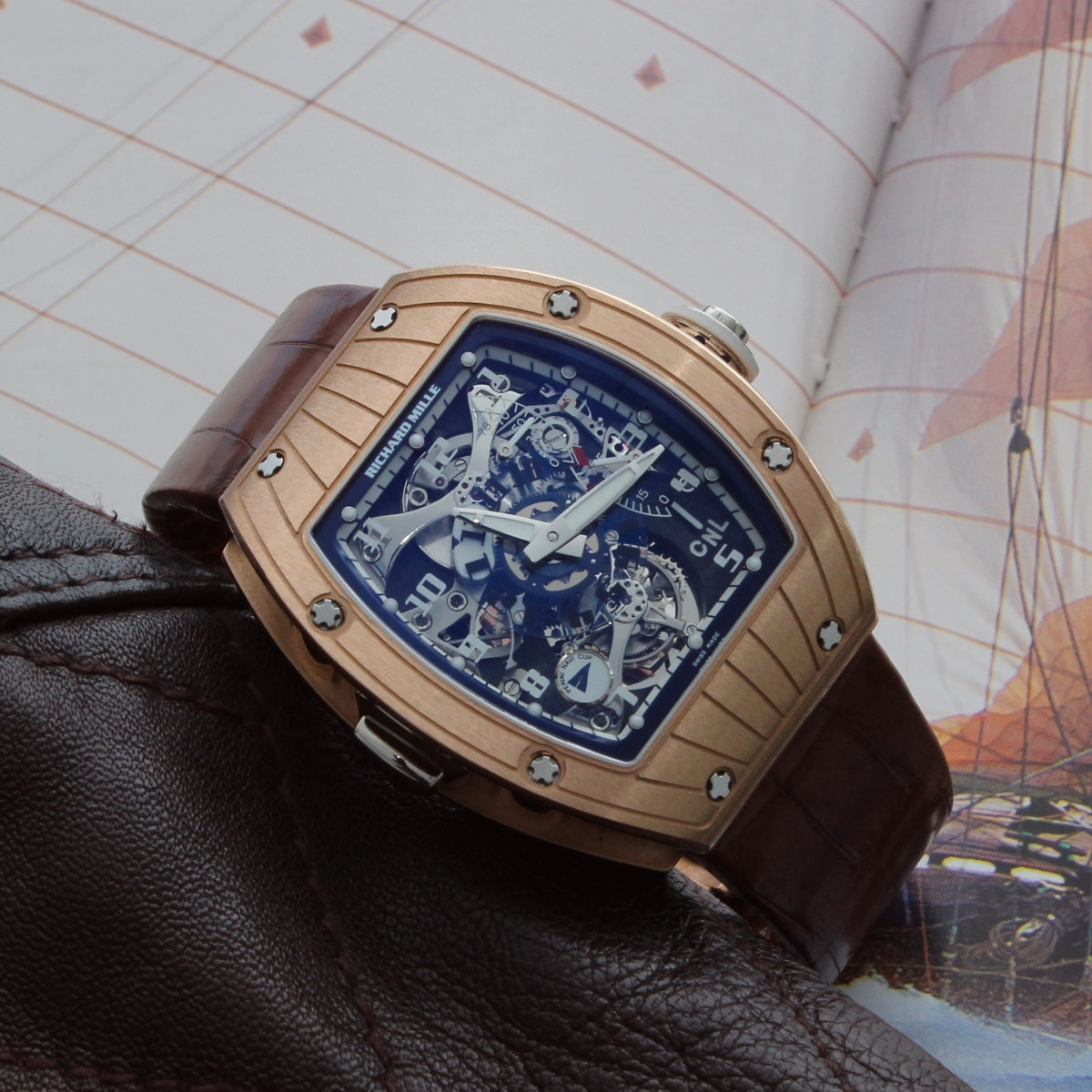 Einzigartiges mit Stil Armbanduhr Richard Mille RM 015 Tourbillon Perini Navi Rose Gold bei UNIKATOO