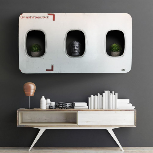 Flugzeugmöbel - Wandbar aus originalen Flugzeugfenstern