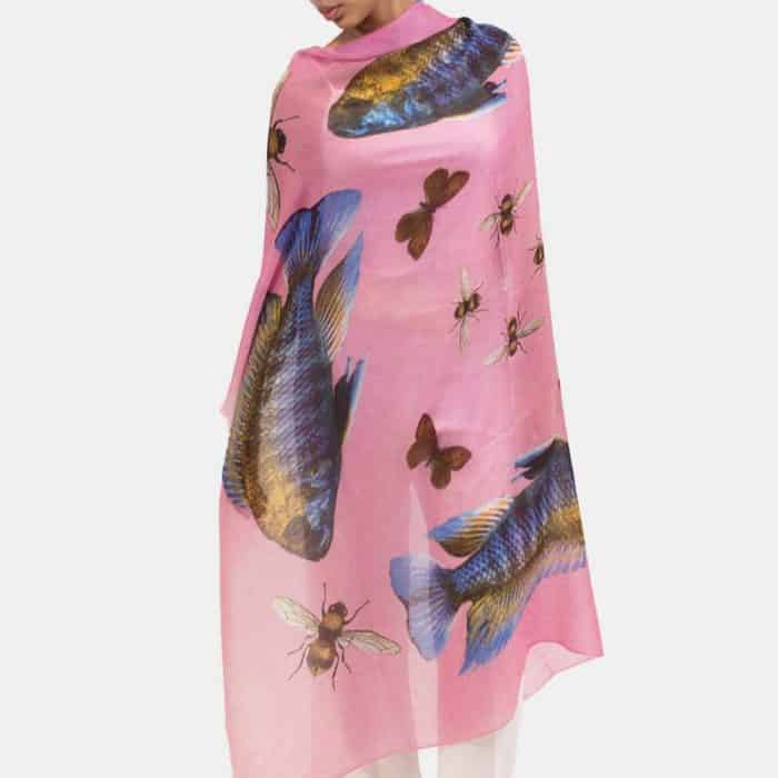 Butterfly & Fish Scarf pink 3