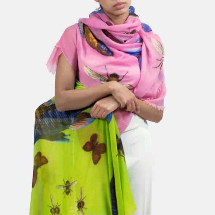 Butterfly & Fish Scarf pink 4